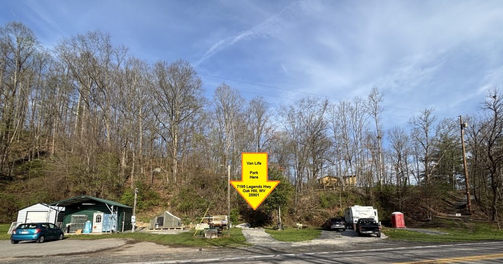 hilltop sunrise urban camping new river gorge national park and preserve Fayette county Fayetteville oak hill hilltop WV West Virginia park here van life overnight parking