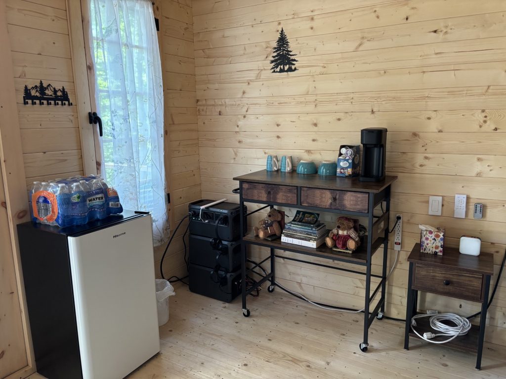 hilltop sunrise urban bunkie-style cabin hot shower queen bed new river gorge national park and preserve bridge Fayette county Fayetteville oak hill hilltop WV West Virginia full resolution kitchen area 06-13-2026