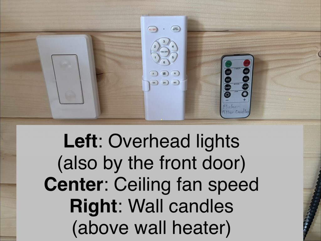hilltop sunrise urban camping bunkie-style cabin with private hot outdoor shower new river gorge bridge national park and preserve Fayette county overhead lights ceiling fan wall candle remotes Fayetteville oak hill hilltop WV West Virginia June 2026